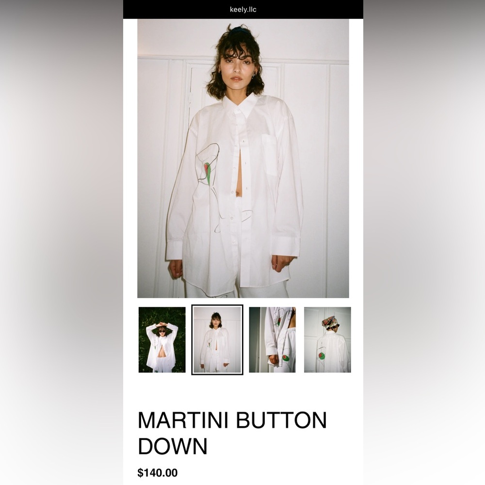 Keely llc martini glass oversized White Button-Down Shirt